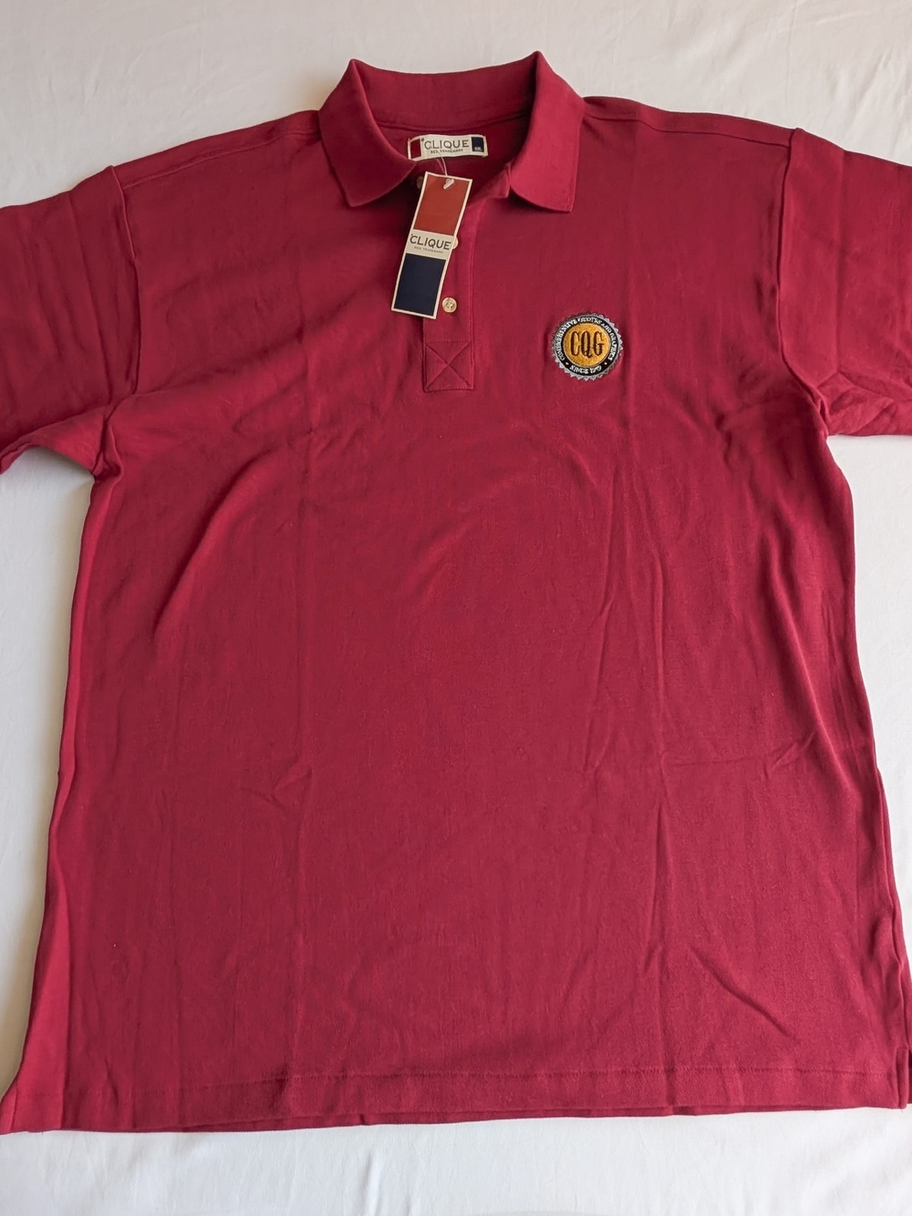 CQG Clique Red Polo Workwear Uniform Corporate Swag Italian Embroidered Size XXL